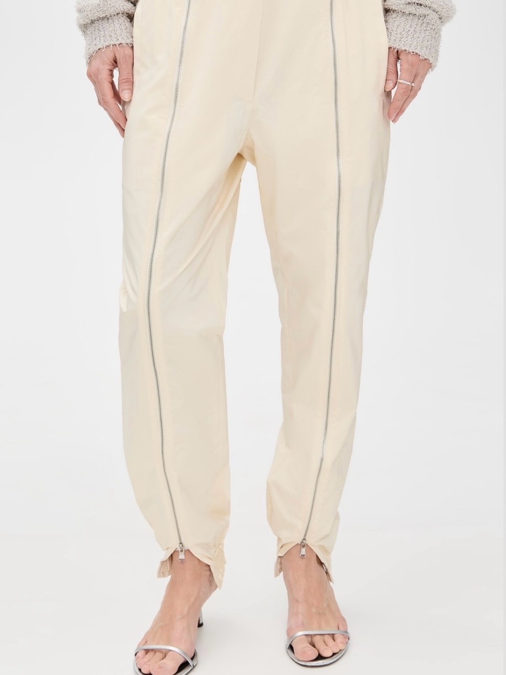 NWT Tibi Cream Zip-Front Track Pants